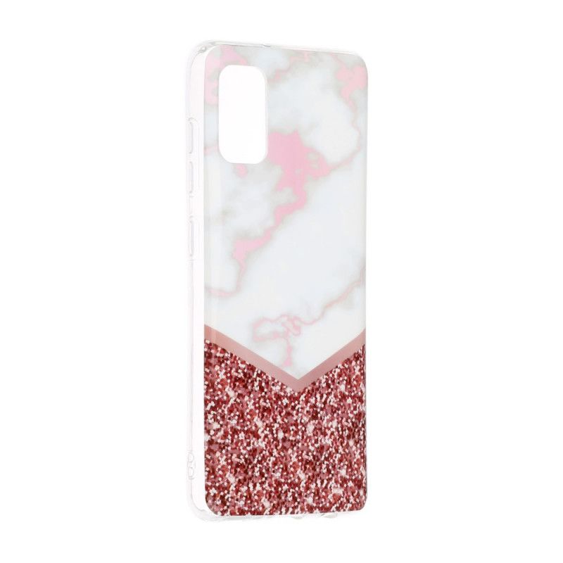 Hoesje voor Samsung Galaxy A41 Rose Gold Rose Declinatie Marmeren Geometrie