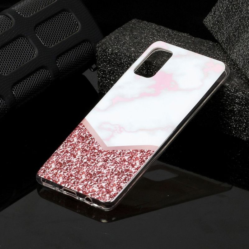 Hoesje voor Samsung Galaxy A41 Rose Gold Rose Declinatie Marmeren Geometrie