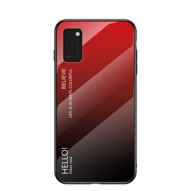 Hoesje voor Samsung Galaxy A41 Wit Zwart Hallo Gehard Glas