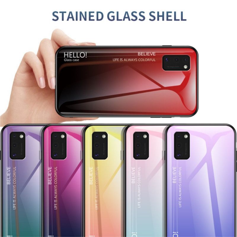 Hoesje voor Samsung Galaxy A41 Wit Zwart Hallo Gehard Glas