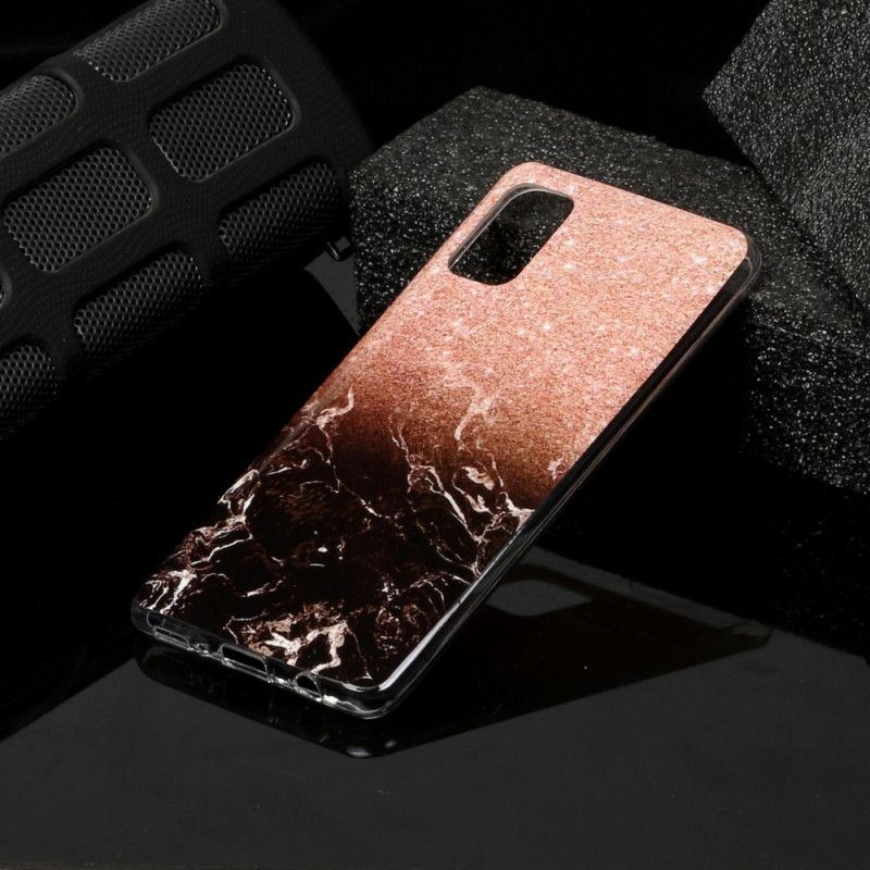 Hoesje voor Samsung Galaxy A41 Wit Zwart Vereenvoudigd Marmer