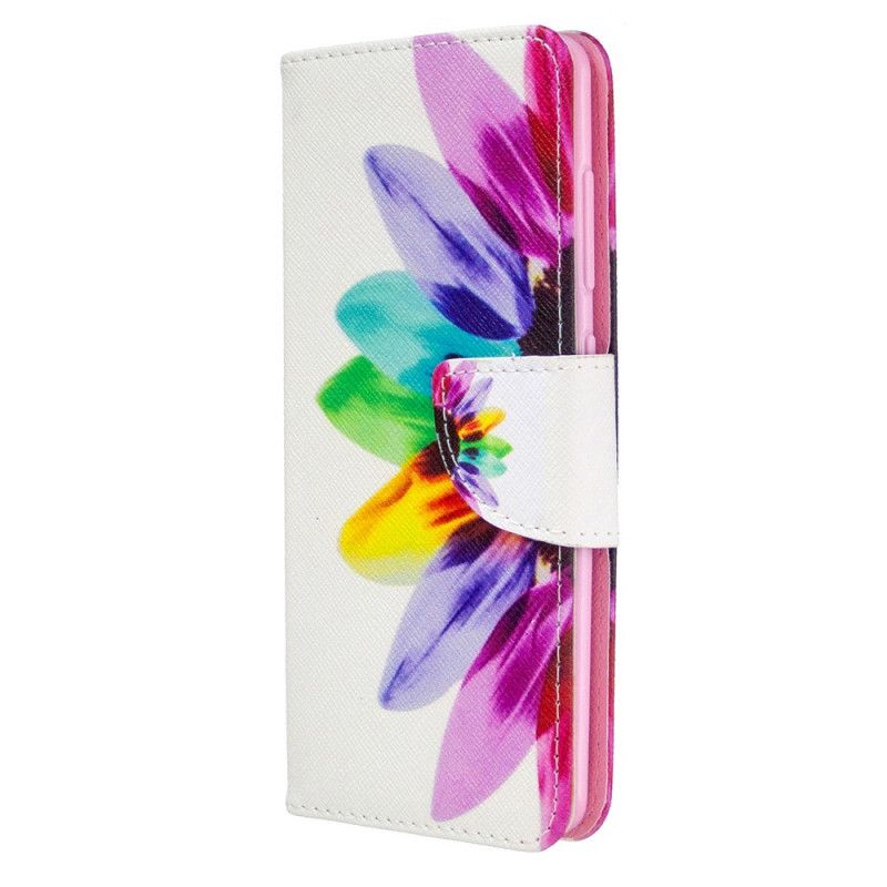 Leren Hoesje Samsung Galaxy A41 Aquarelbloem