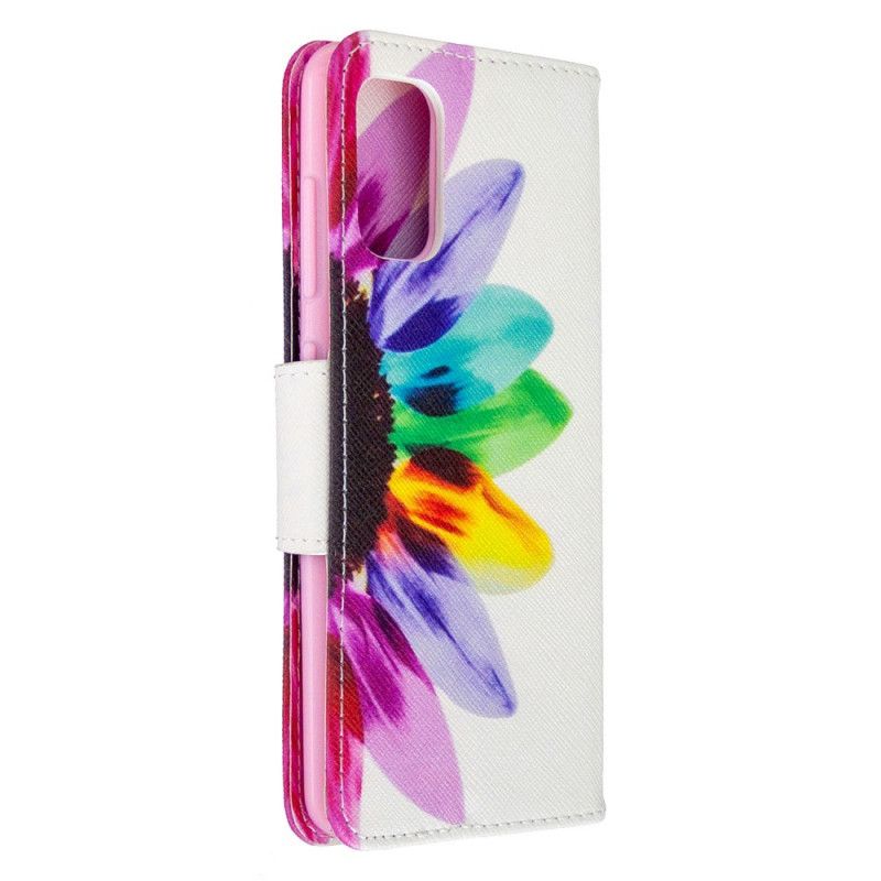 Leren Hoesje Samsung Galaxy A41 Aquarelbloem