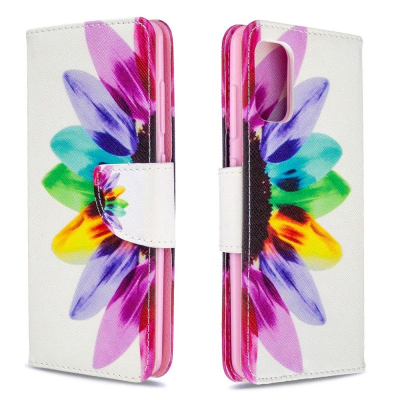 Leren Hoesje Samsung Galaxy A41 Aquarelbloem