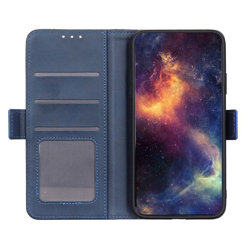 Leren Hoesje Samsung Galaxy A41 Donkerblauw Dubbele Klep