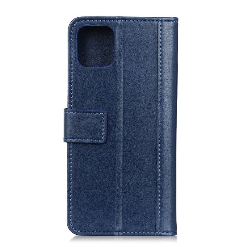 Leren Hoesje Samsung Galaxy A41 Donkerblauw Zwart Splitleder Stijl