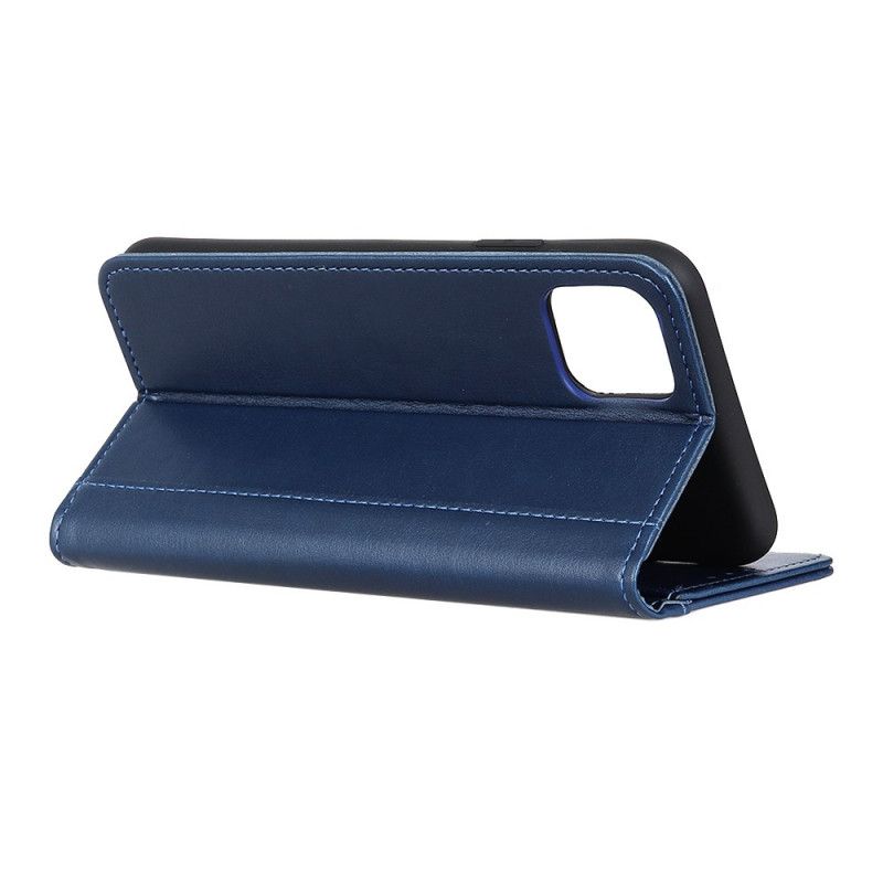 Leren Hoesje Samsung Galaxy A41 Donkerblauw Zwart Splitleder Stijl