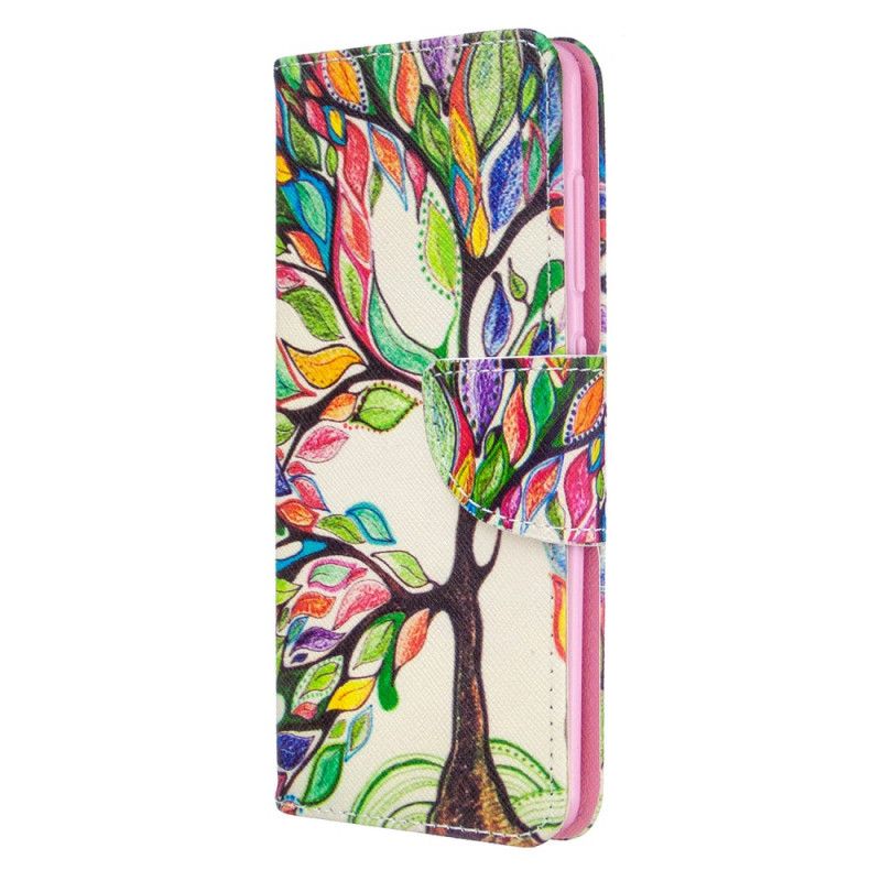 Leren Hoesje Samsung Galaxy A41 Gekleurde Boom
