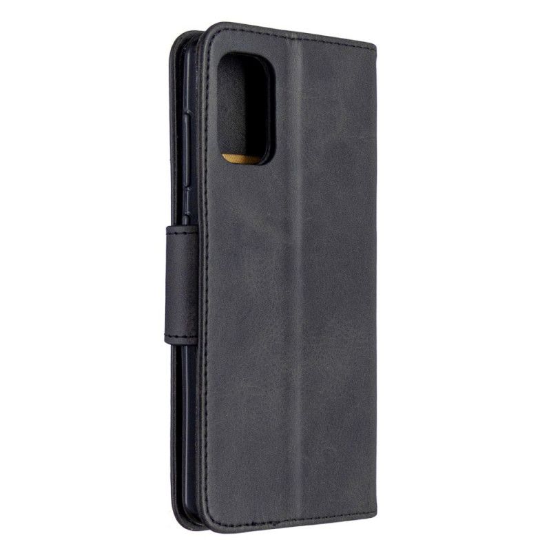 Leren Hoesje Samsung Galaxy A41 Grijs Zwart Gladde Schuine Flap