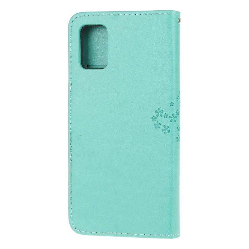 Leren Hoesje Samsung Galaxy A41 Grijs Zwart Telefoonhoesje Boom En String Uilen