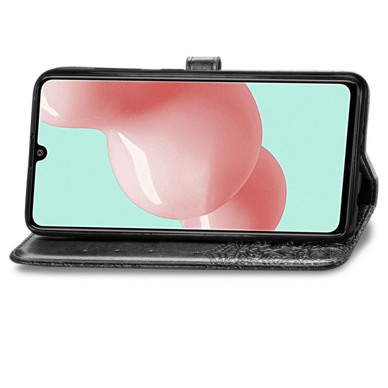 Leren Hoesje Samsung Galaxy A41 Grijs Zwart Telefoonhoesje Mandala Van Middelbare Leeftijd