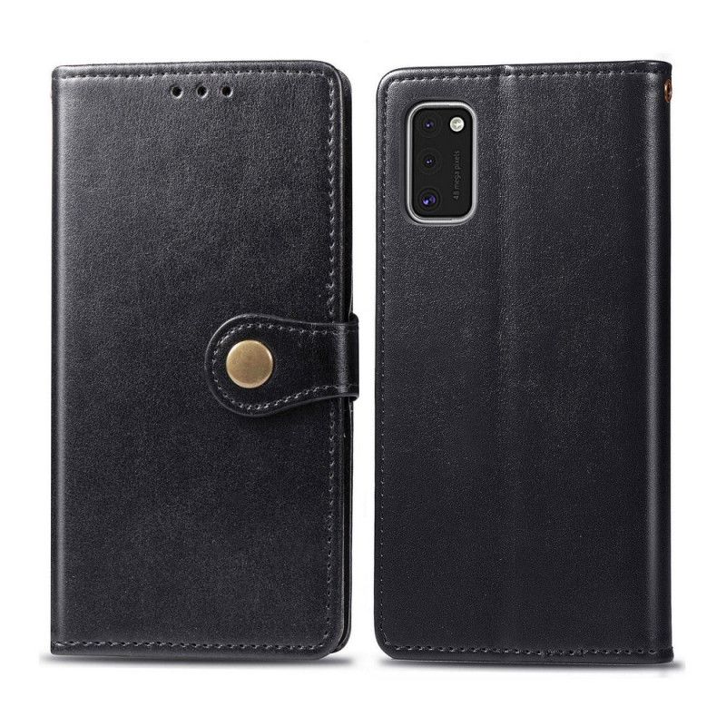 Leren Hoesje Samsung Galaxy A41 Groen Zwart Kunstleer En Vintage Sluiting