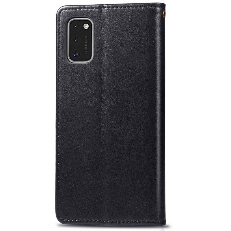 Leren Hoesje Samsung Galaxy A41 Groen Zwart Kunstleer En Vintage Sluiting