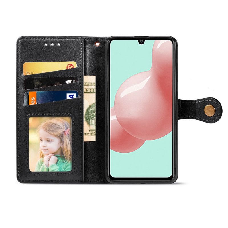 Leren Hoesje Samsung Galaxy A41 Groen Zwart Kunstleer En Vintage Sluiting