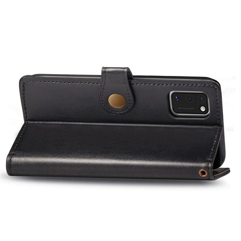 Leren Hoesje Samsung Galaxy A41 Groen Zwart Kunstleer En Vintage Sluiting