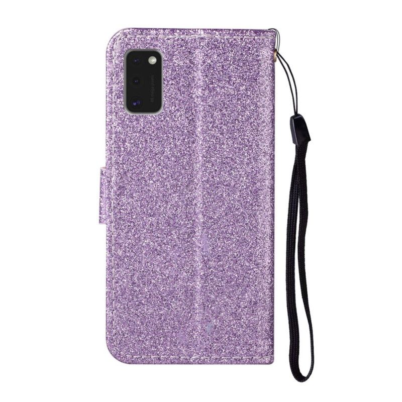 Leren Hoesje Samsung Galaxy A41 Paars Magenta Glitter
