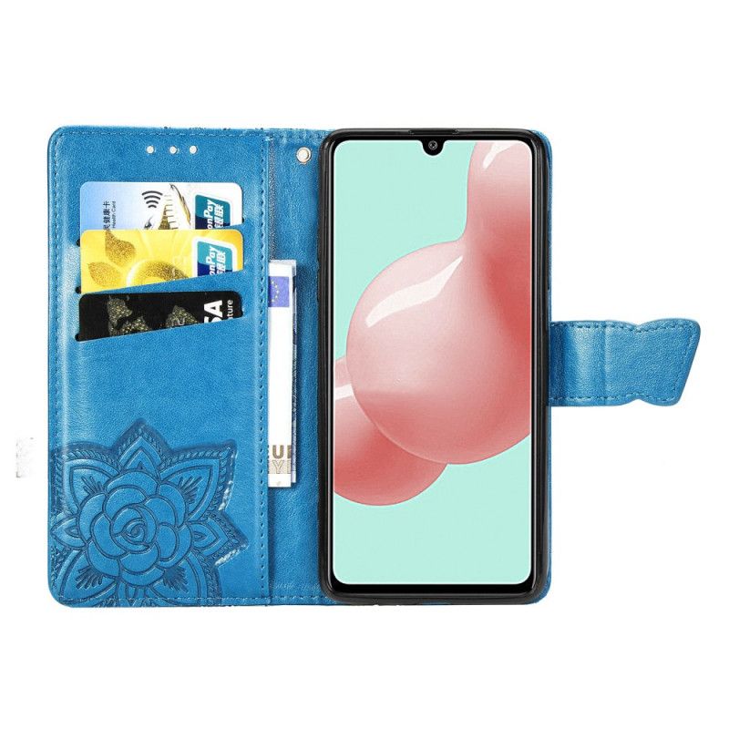 Leren Hoesje Samsung Galaxy A41 Roségoud Lichtblauw Telefoonhoesje Halve Vlinders