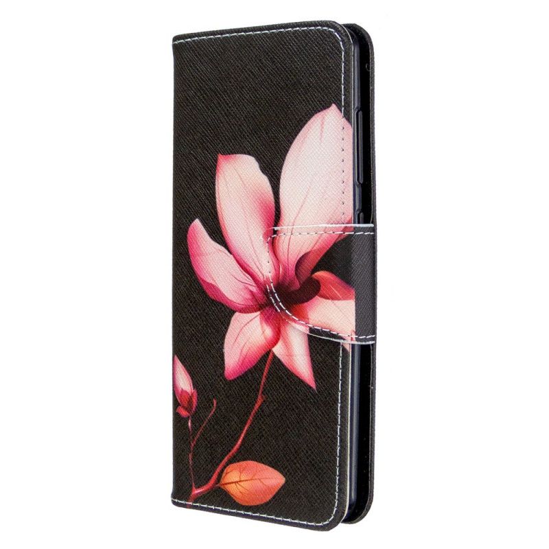 Leren Hoesje Samsung Galaxy A41 Telefoonhoesje Roze Bloem