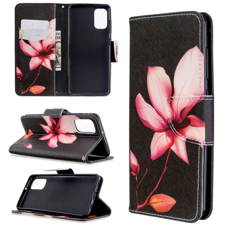 Leren Hoesje Samsung Galaxy A41 Telefoonhoesje Roze Bloem