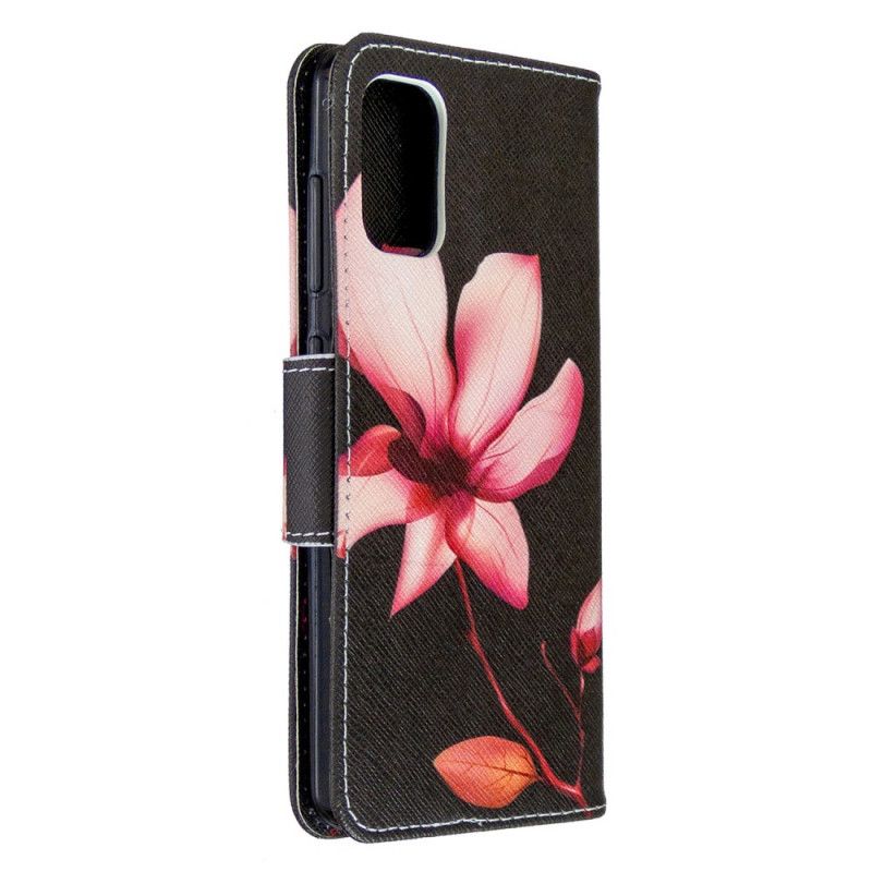 Leren Hoesje Samsung Galaxy A41 Telefoonhoesje Roze Bloem