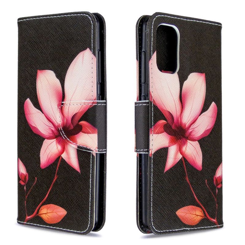 Leren Hoesje Samsung Galaxy A41 Telefoonhoesje Roze Bloem