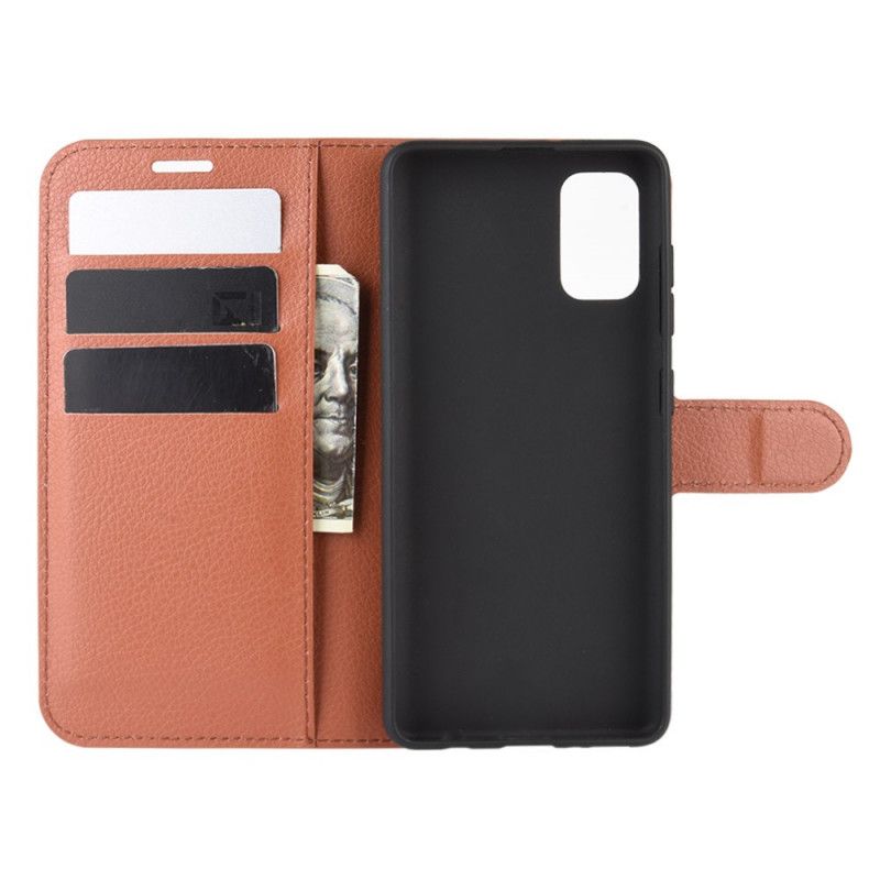 Leren Hoesje Samsung Galaxy A41 Wit Zwart Telefoonhoesje Klassiek Lychee Leereffect