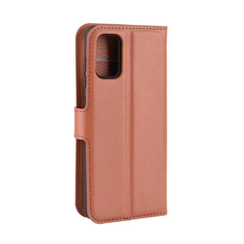 Leren Hoesje Samsung Galaxy A41 Wit Zwart Telefoonhoesje Klassiek Lychee Leereffect