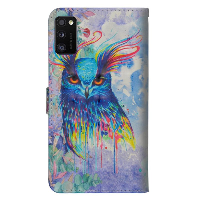Leren Hoesje voor Samsung Galaxy A41 Aquarel Vogel