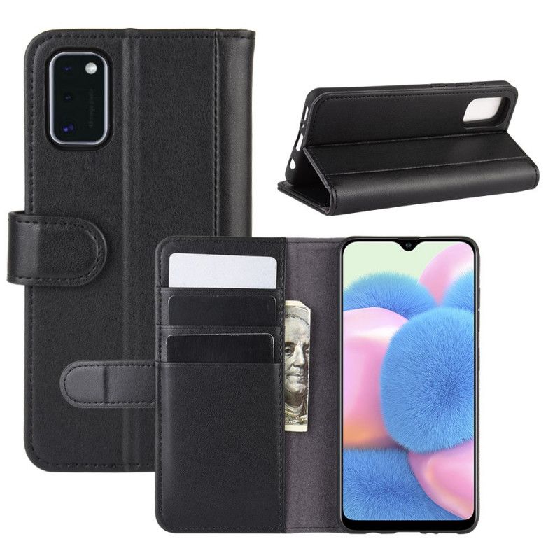 Leren Hoesje voor Samsung Galaxy A41 Donkerbruin Zwart Splitleer