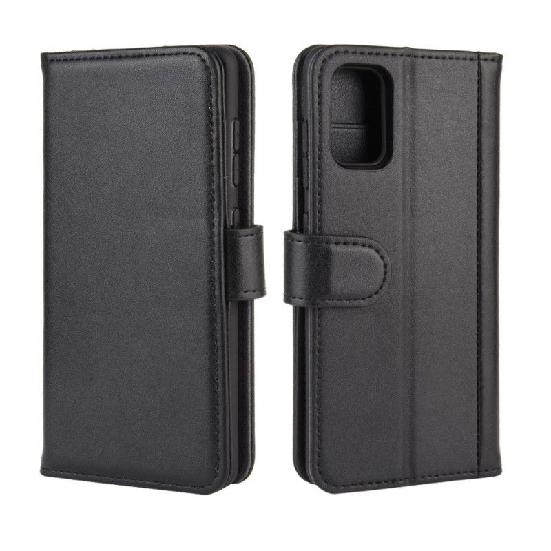 Leren Hoesje voor Samsung Galaxy A41 Donkerbruin Zwart Splitleer