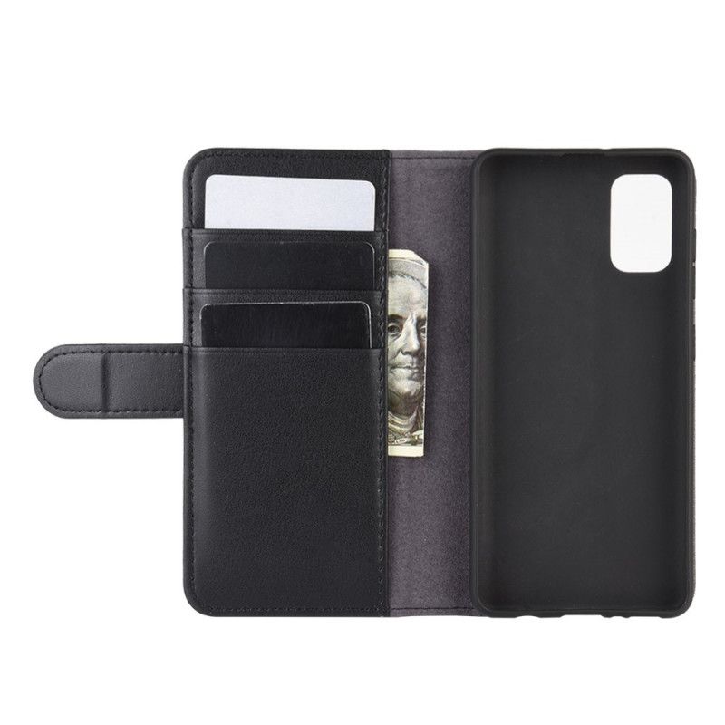 Leren Hoesje voor Samsung Galaxy A41 Donkerbruin Zwart Splitleer