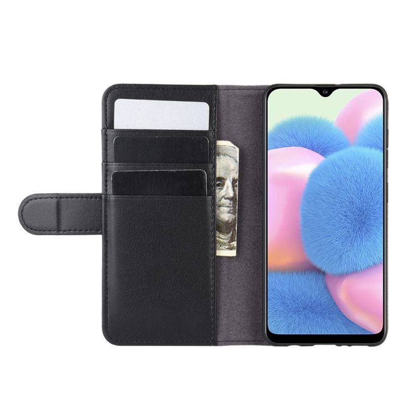 Leren Hoesje voor Samsung Galaxy A41 Donkerbruin Zwart Splitleer