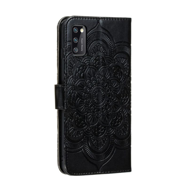 Leren Hoesje voor Samsung Galaxy A41 Grijs Zwart Volledige Mandala