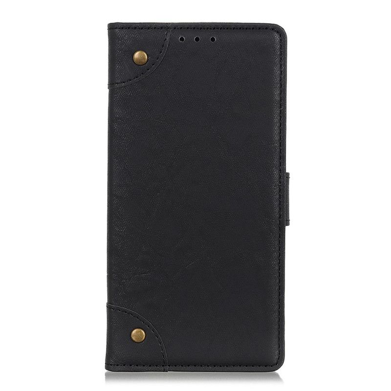 Leren Hoesje voor Samsung Galaxy A41 Lichtblauw Zwart Vintage Oud