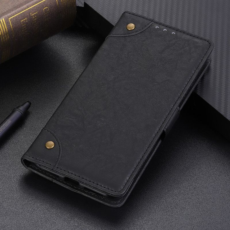 Leren Hoesje voor Samsung Galaxy A41 Lichtblauw Zwart Vintage Oud