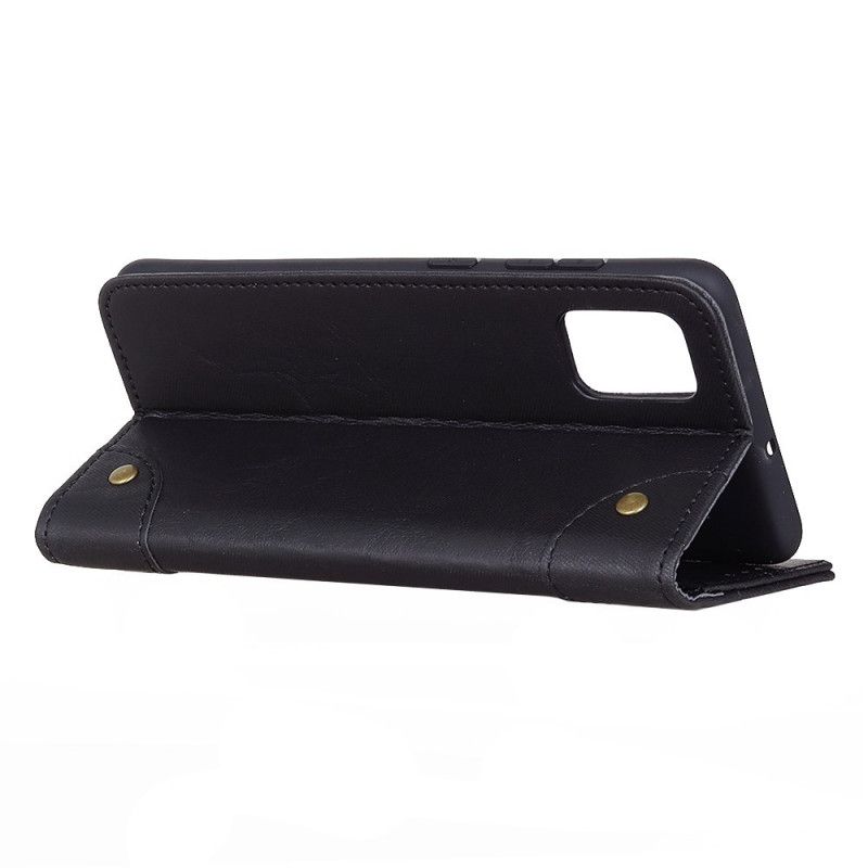 Leren Hoesje voor Samsung Galaxy A41 Lichtblauw Zwart Vintage Oud