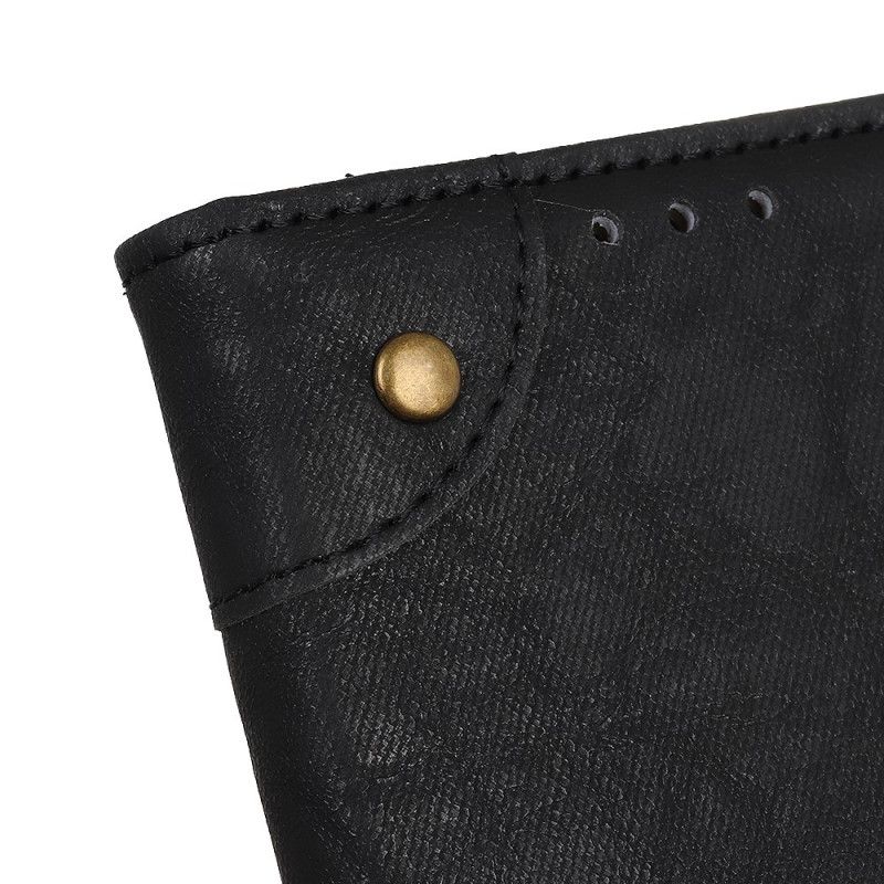 Leren Hoesje voor Samsung Galaxy A41 Lichtblauw Zwart Vintage Oud