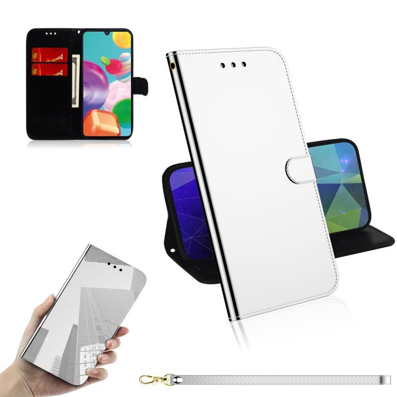 Leren Hoesje voor Samsung Galaxy A41 Magenta Zwart Kunstlederen Spiegelkap