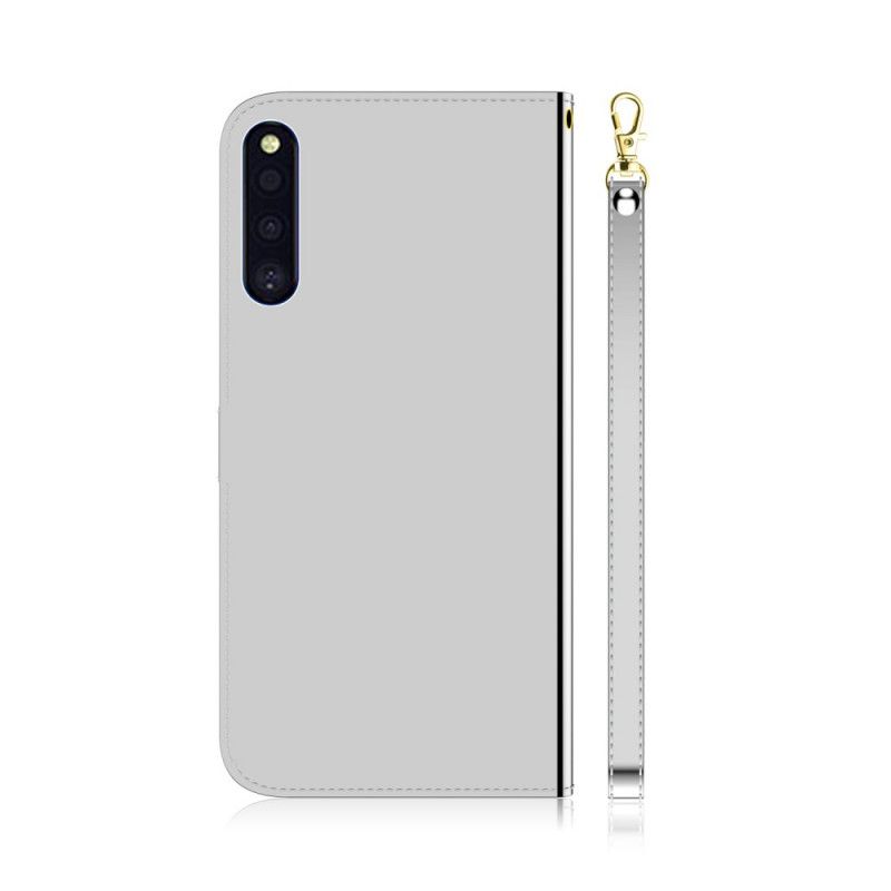 Leren Hoesje voor Samsung Galaxy A41 Magenta Zwart Kunstlederen Spiegelkap