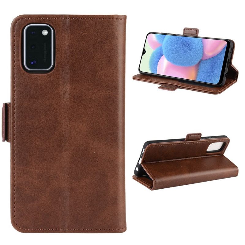 Leren Hoesje voor Samsung Galaxy A41 Rood Zwart Vintage Dubbele Klep
