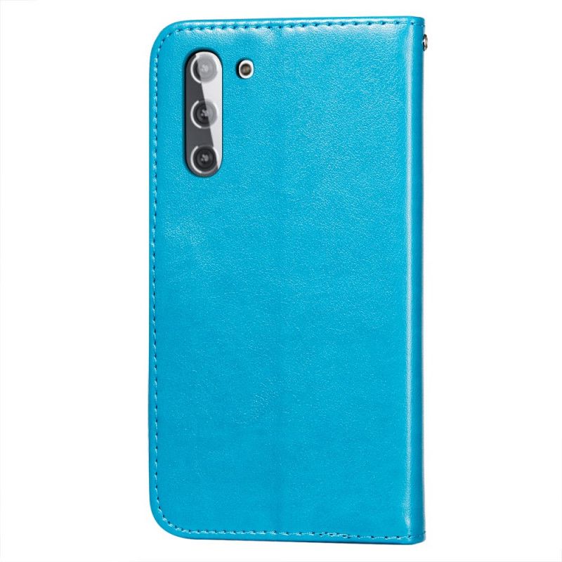 Cover Folio-hoesje Samsung Galaxy S21 5G Lichtblauw Rood Telefoonhoesje Bloemenborduurprint