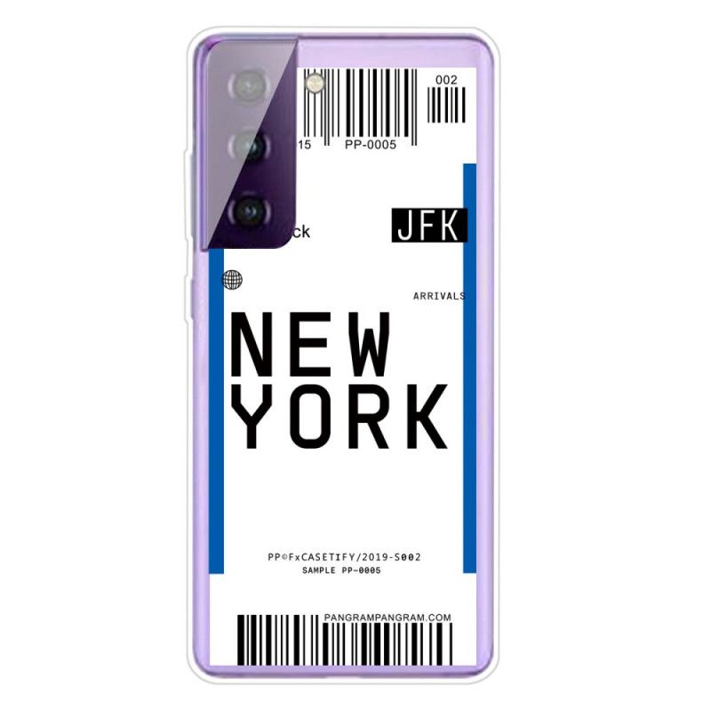 Cover Hoesje Samsung Galaxy S21 5G Donkerblauw Zwart Telefoonhoesje Instapkaart Naar New York