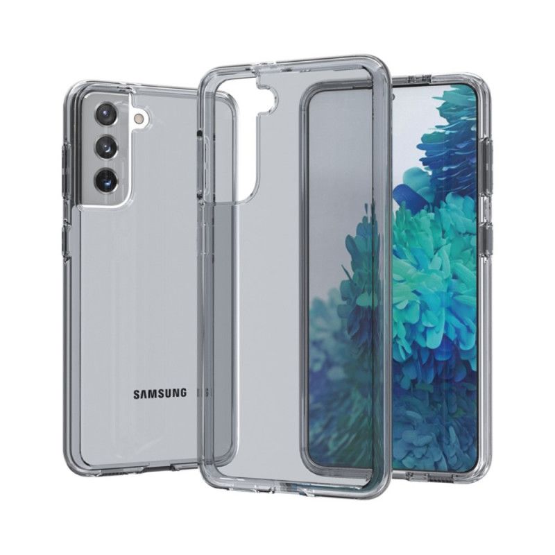 Cover Hoesje Samsung Galaxy S21 5G Roze Zwart Telefoonhoesje Transparant Getint