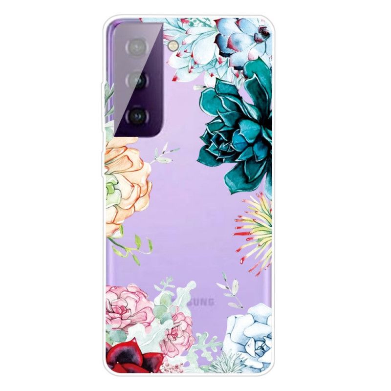 Cover Hoesje Samsung Galaxy S21 5G Telefoonhoesje Aquarel Bloemen