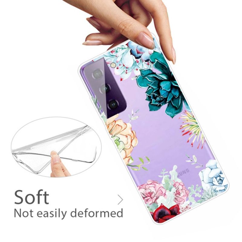 Cover Hoesje Samsung Galaxy S21 5G Telefoonhoesje Aquarel Bloemen
