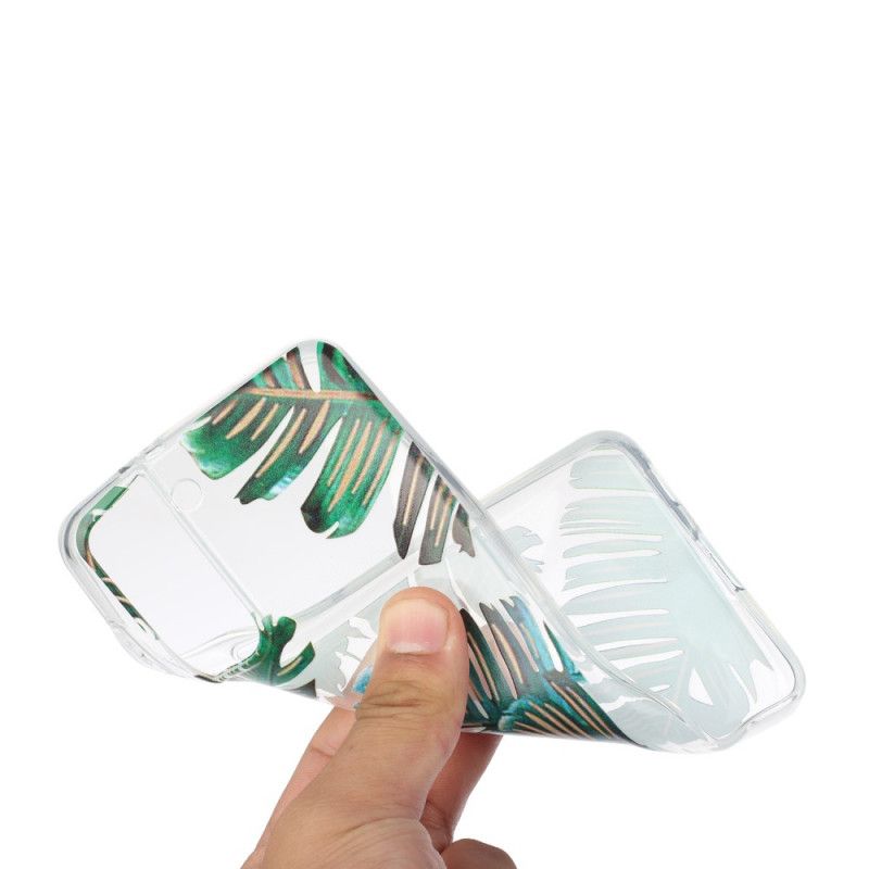 Cover Hoesje Samsung Galaxy S21 5G Telefoonhoesje Transparant Groen Blad