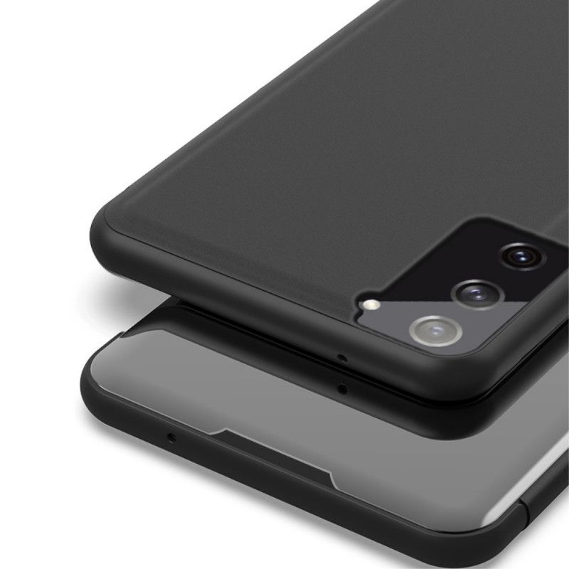 Folio-hoesje Samsung Galaxy S21 5G Donkerblauw Zwart Telefoonhoesje Spiegel