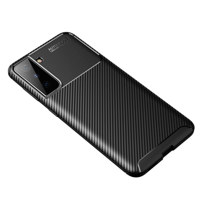 Hoesje Samsung Galaxy S21 5G Donkerblauw Zwart Flexibele Koolstofvezeltextuur