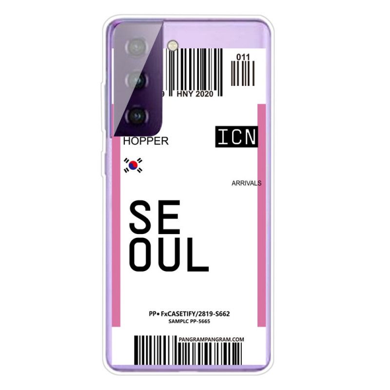 Hoesje Samsung Galaxy S21 5G Roze Magenta Instapkaart Naar Seoul