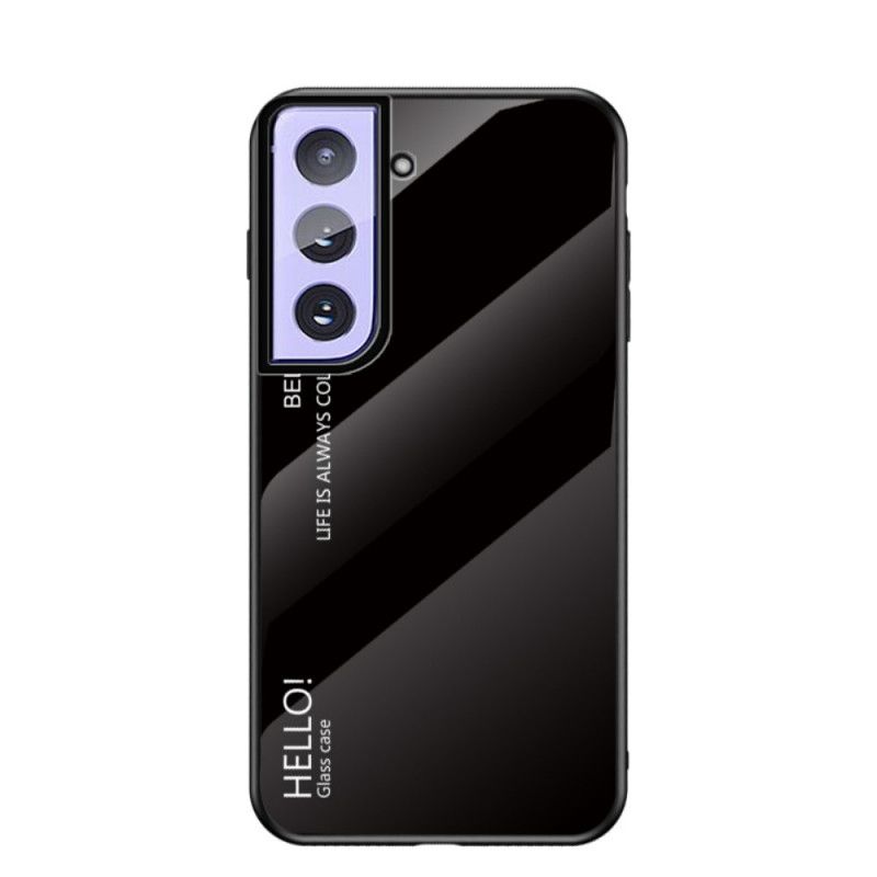 Hoesje Samsung Galaxy S21 5G Wit Zwart Hallo Gehard Glas